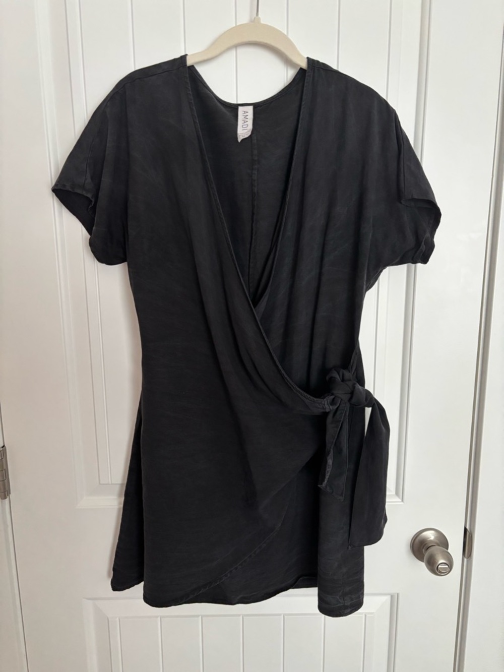 AMADI Black Wrap Tie Dress